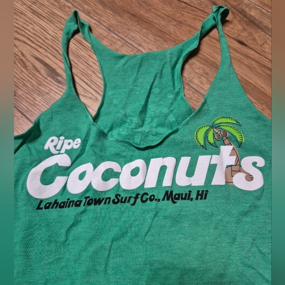 Lahaina Maui Surf Co. Green Ripe Coconuts Tank Top XS